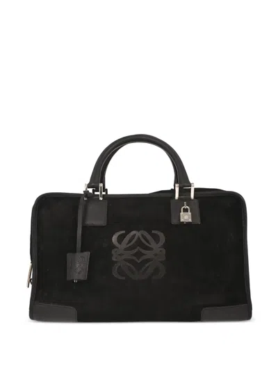Pre-owned Loewe 2007 36 Amazona Suede Tote Bag In Black