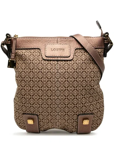 Pre-owned Loewe 2007 Anagram Canvas New Road Crossbody Bag In Brown
