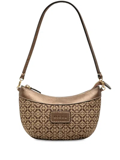 Pre-owned Loewe 2007 Anagram Canvas Shoulder Bag In Brown