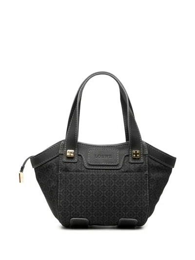 Pre-owned Loewe 2007 Anagram Canvas Tote Bag In Black