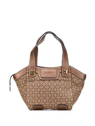 Pre-owned Loewe 2007 Anagram Canvas Tote Bag In Brown