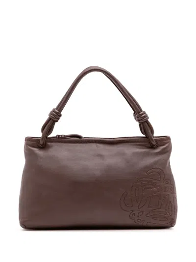 Pre-owned Loewe 2007 Anagram Leather Handbag In Brown
