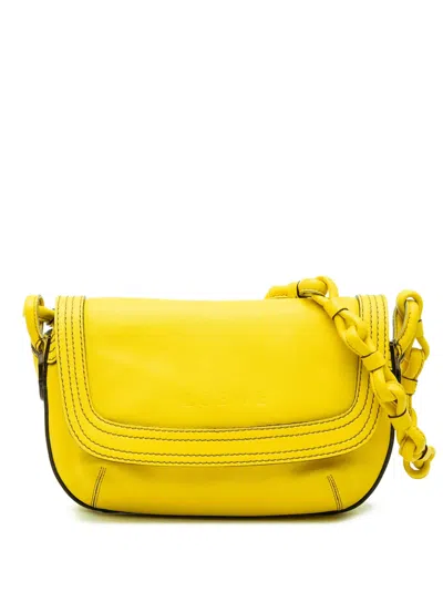 Pre-owned Loewe 2007 Leather Logo Shoulder Bag In Yellow