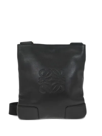 Pre-owned Loewe 2007 Logo-detail Leather Shoulder Bag In Black