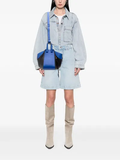 Pre-owned Loewe 2007 Medium Bicolor Grained Calfskin Hammock Satchel In Blue