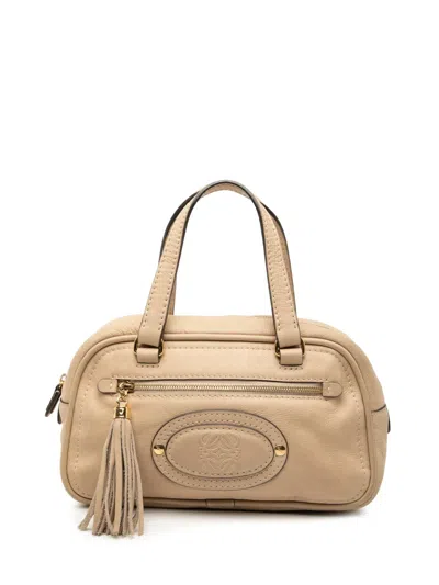 Pre-owned Loewe 2007 Mini Anagram Leather Tassel Handbag In Brown