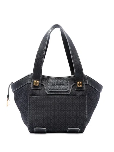 Pre-owned Loewe 2008 Anagram Canvas Tote Bag In Black
