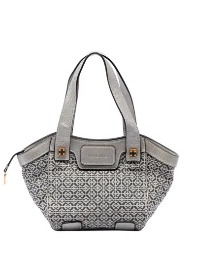 Pre-owned Loewe 2008 Anagram Canvas Tote Bag In Grey