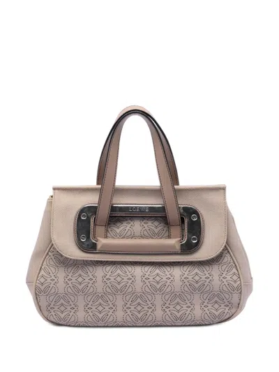 Pre-owned Loewe 2008 Anagram Coated Canvas Kite Satchel In Brown