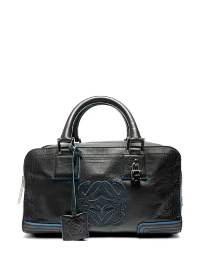 Pre-owned Loewe 2008 Anagram Leather Handbag In Black