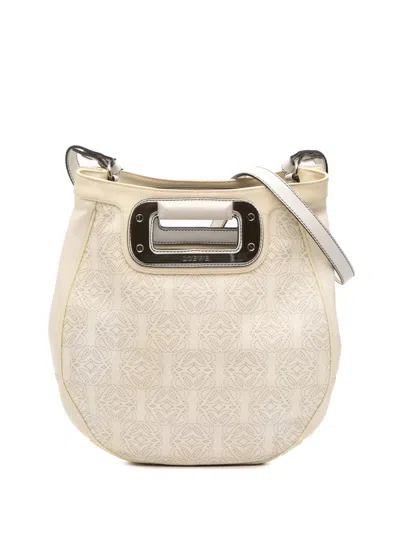 Pre-owned Loewe 2008 Anagram Leather Satchel In White