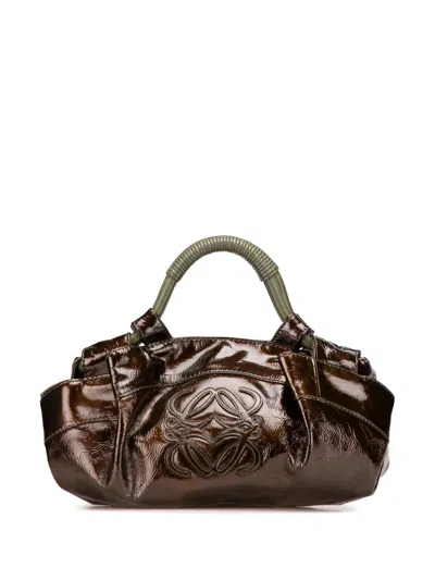 Pre-owned Loewe 2008 Bicolor Patent Aire Hobo Bag In Brown