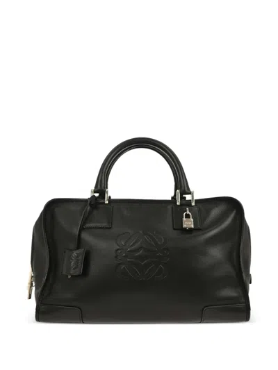 Pre-owned Loewe 2008 Embossed Leather Tote Bag In Black