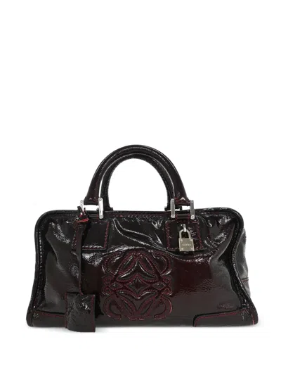 Pre-owned Loewe 2008 Embossed Leather Tote Bag In Red