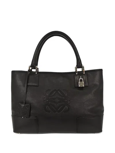 Pre-owned Loewe 2008 Fusta Embossed Tote Bag In Black