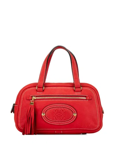 Pre-owned Loewe 2008 Leather Anagram Tassel Handbag In 红色