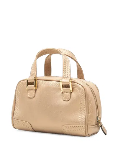 Pre-owned Loewe 2008 Micro Metallic Leather Amazona Satchel In Gold
