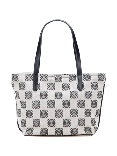Pre-owned Loewe 2009 Anagram Canvas Tote Bag In Gray