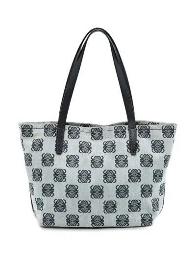 Pre-owned Loewe 2009 Anagram Canvas Tote Bag In Gray