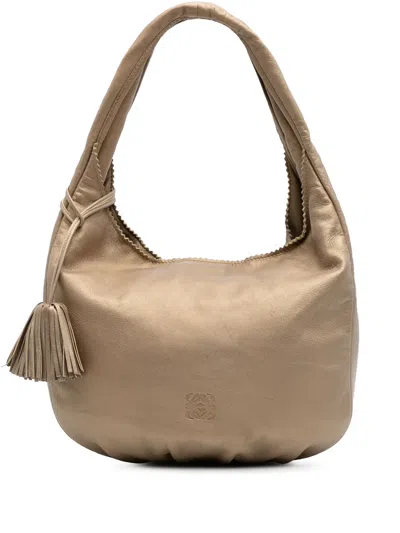 Pre-owned Loewe 2009 Anagram Nappa Tassel Hobo Bag In Gold