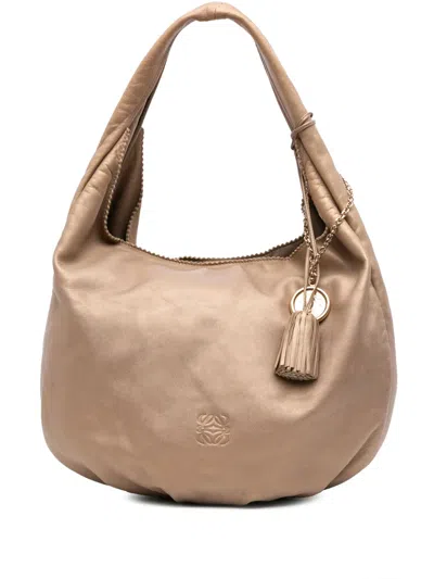 Pre-owned Loewe 2009 Anagram Nappa Tassel Hobo Bag In Gold
