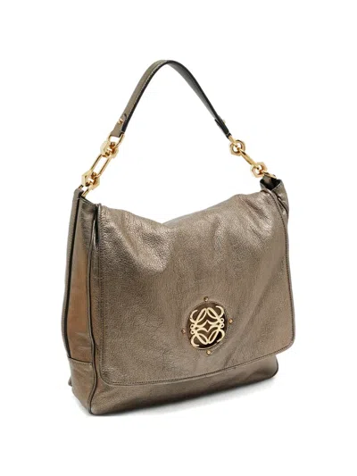 Pre-owned Loewe 2009 Maia Leather Shoulder Bag In Gray