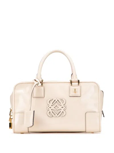 Pre-owned Loewe 2009 Patent Amazona 28 Handbag In Brown