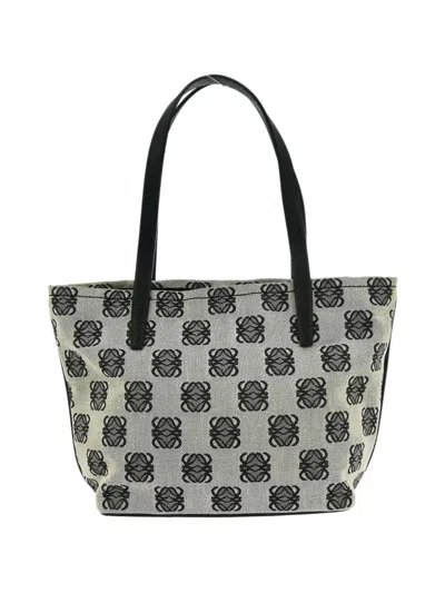 Pre-owned Loewe 2009 Patterned Canvas Tote Handbag In Neutral