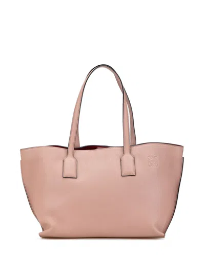 Pre-owned Loewe 2010-2024 Leather Anagram T Shopper Tote Bag In Pink