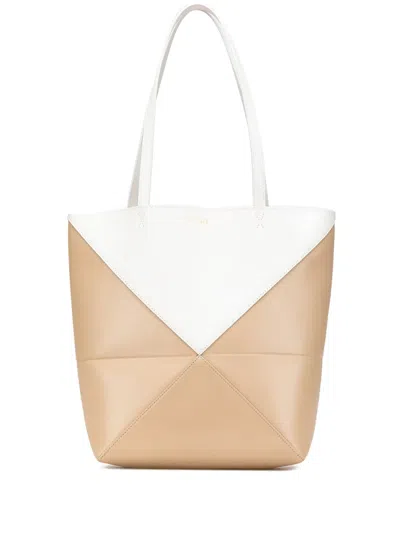 Pre-owned Loewe 2010-2024 Medium Bicolor Shiny Calfskin Puzzle Fold Tote Bag