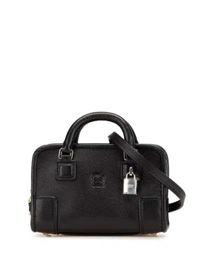 Pre-owned Loewe 2010-2024 Micro Leather Amazona Satchel In Black