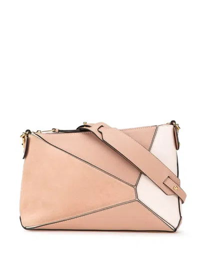 Pre-owned Loewe 2010-2024 Mini Leather And Suede Puzzle Crossbody Bag In Brown