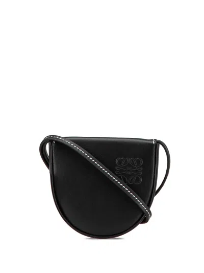 Pre-owned Loewe 2010-2024 Mini Soft Calfskin Heel Pouch Crossbody Bag In Black