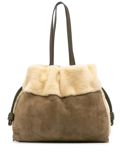 Pre-owned Loewe 2010-2024 Suede And Shearling Flamenco Knot Tote Bag