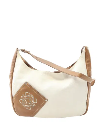Pre-owned Loewe 2010-2025 Anagram Canvas Crossbody Bag In White