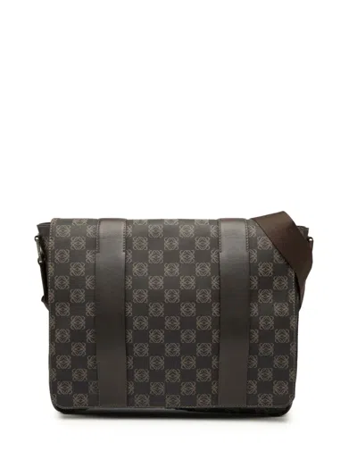 Pre-owned Loewe 2010-2025 Anagram Coated Canvas Flap Crossbody Bag In Brown
