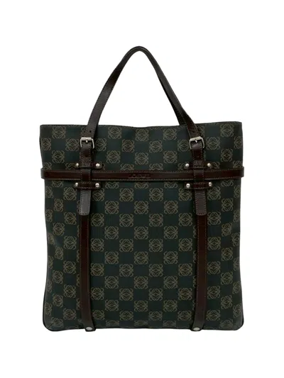 Pre-owned Loewe 2010-2025 Anagram Coated Canvas Tote Bag In Brown