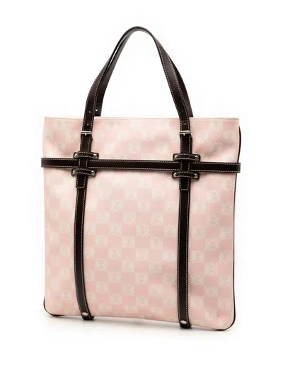 Pre-owned Loewe 2010-2025 Anagram Coated Canvas Tote Bag In Pink