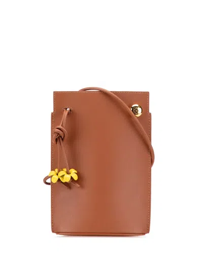 Pre-owned Loewe 2010-2025 Calfskin Dice Pocket Crossbody Bag In Brown