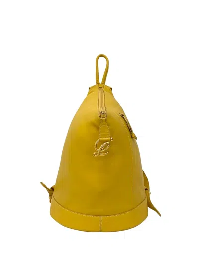 Pre-owned Loewe 2010-2025 Leather Anton Backpack In Yellow