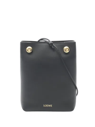 Pre-owned Loewe 2010-2025 Leather Pebble Pouch Shoulder Bag In Black