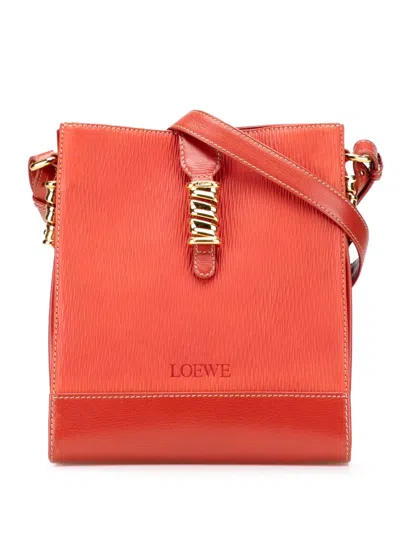 Pre-owned Loewe 2010-2025 Leather Velazquez Twist Crossbody Bag In Red
