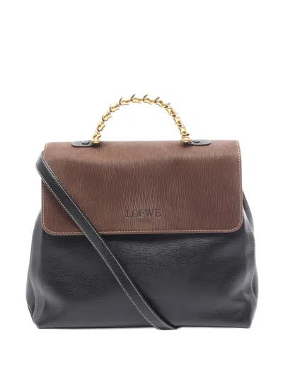 Pre-owned Loewe 2010-2025 Leather Velazquez Twist Satchel In Black