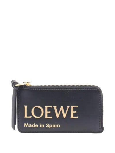 Pre-owned Loewe 2010-2025 Logo Leather Purse Coin Pouch In Black