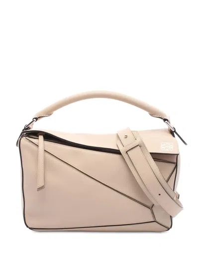 Pre-owned Loewe 2010-2025 Medium Calfskin Puzzle Satchel In Brown