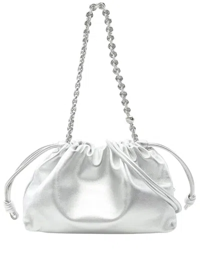Pre-owned Loewe 2010-2025 Medium Leather Flamenco Knot Shoulder Bag In Silver
