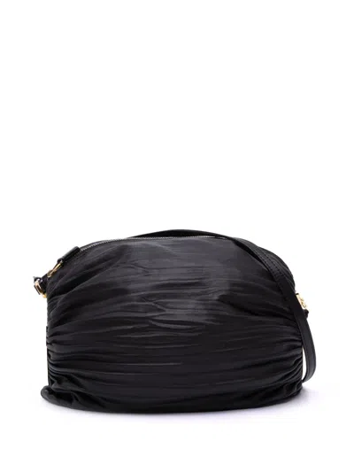 Pre-owned Loewe 2010-2025 Pleated Nappa Bracelet Pouch Shoulder Bag In Black