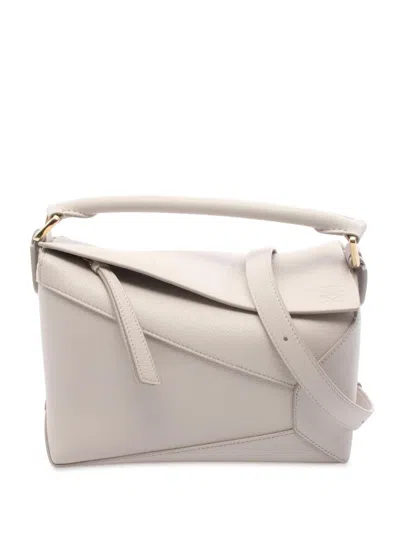 Pre-owned Loewe 2010-2025 Small Calfskin Puzzle Satchel In Gray