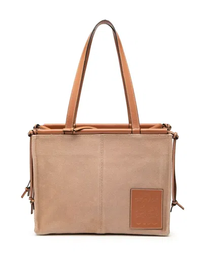 Pre-owned Loewe 2010-2025 Small Canvas Cushion Tote Bag In Brown