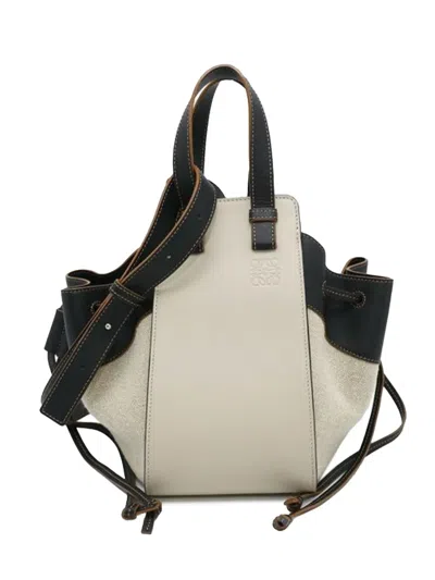 Pre-owned Loewe 2010-2025 Small Leather And Canvas Hammock Bag Satchel